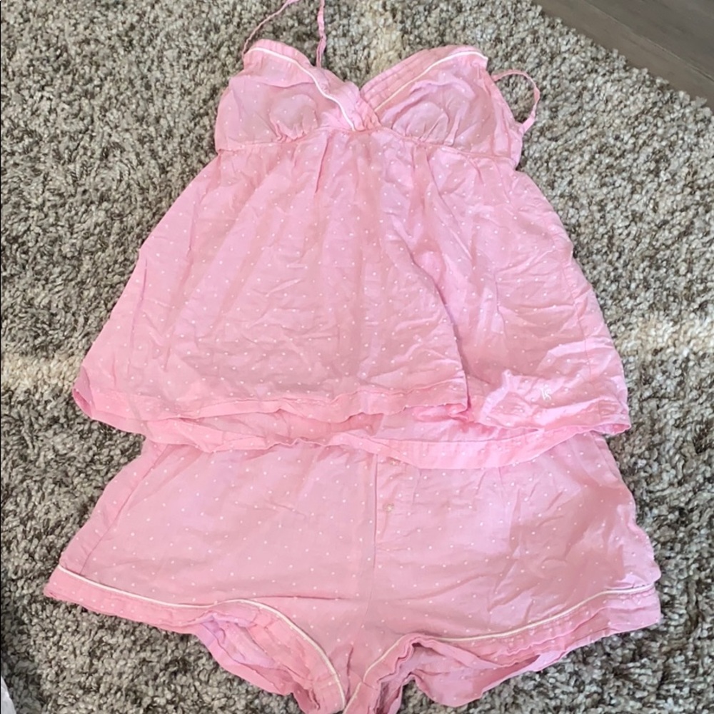 Pink polka dot PJ set